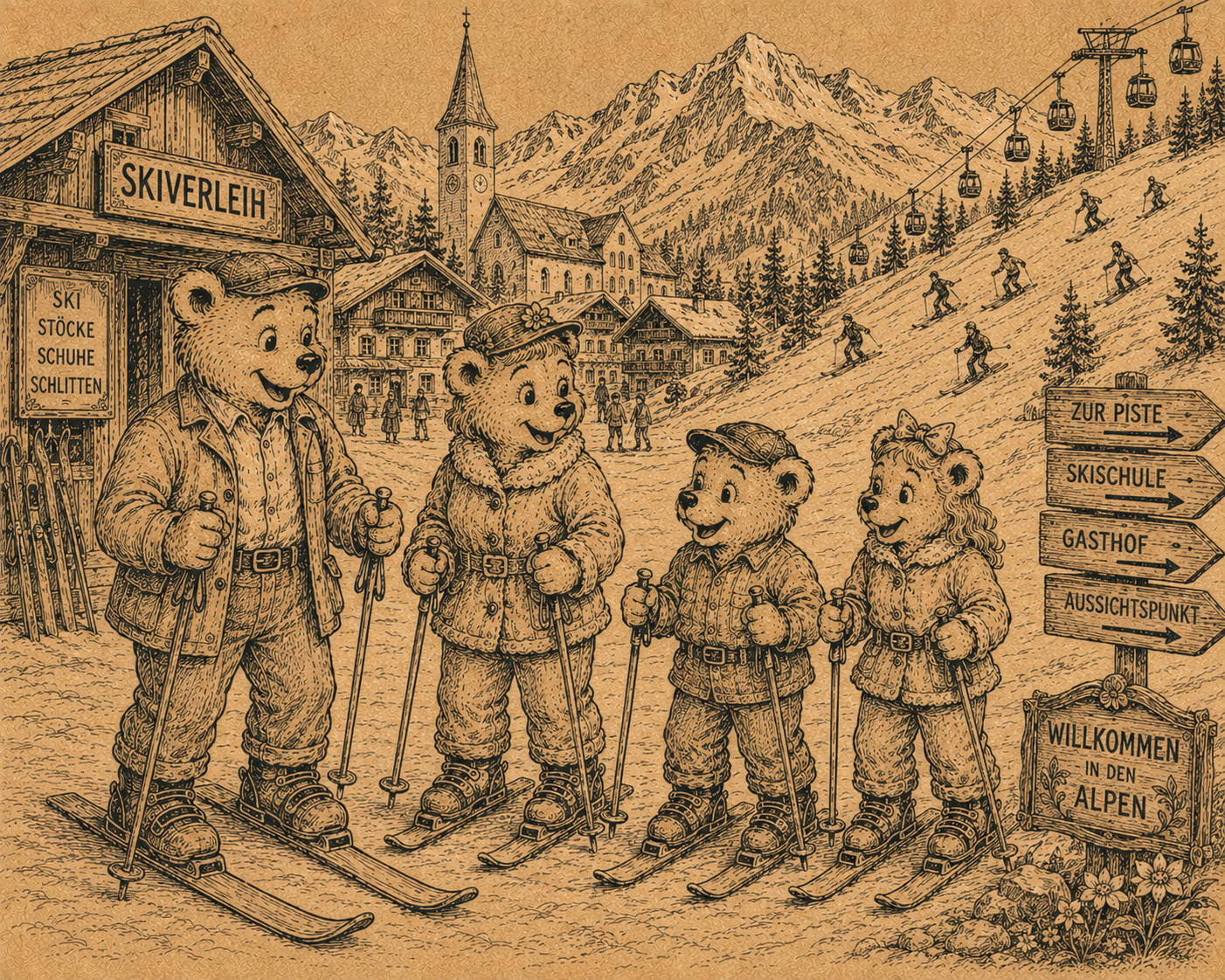 Charlie Bear Family Visits the Alps